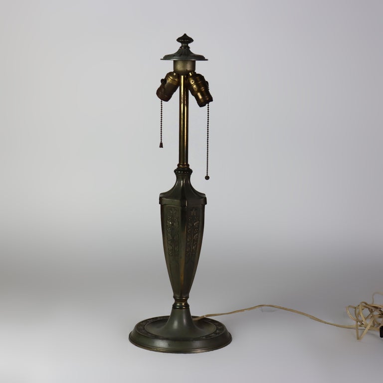 Antique Bradley & Hubbard School Arts & Crafts Reverse Painted Table Lamp C1920