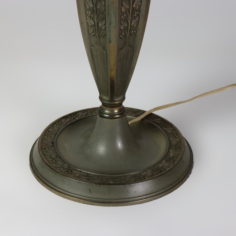 Antique Bradley & Hubbard School Arts & Crafts Reverse Painted Table Lamp C1920
