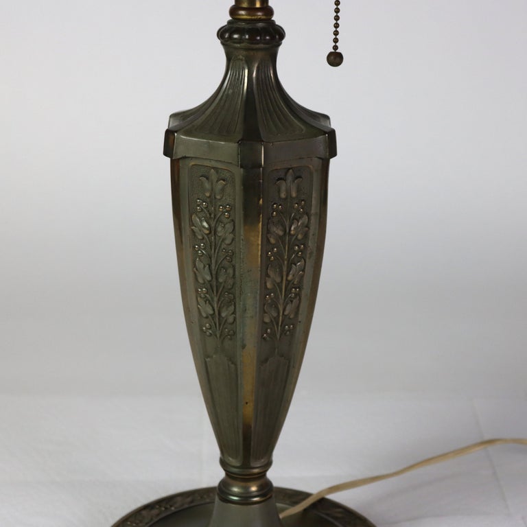 Antique Bradley & Hubbard School Arts & Crafts Reverse Painted Table Lamp C1920