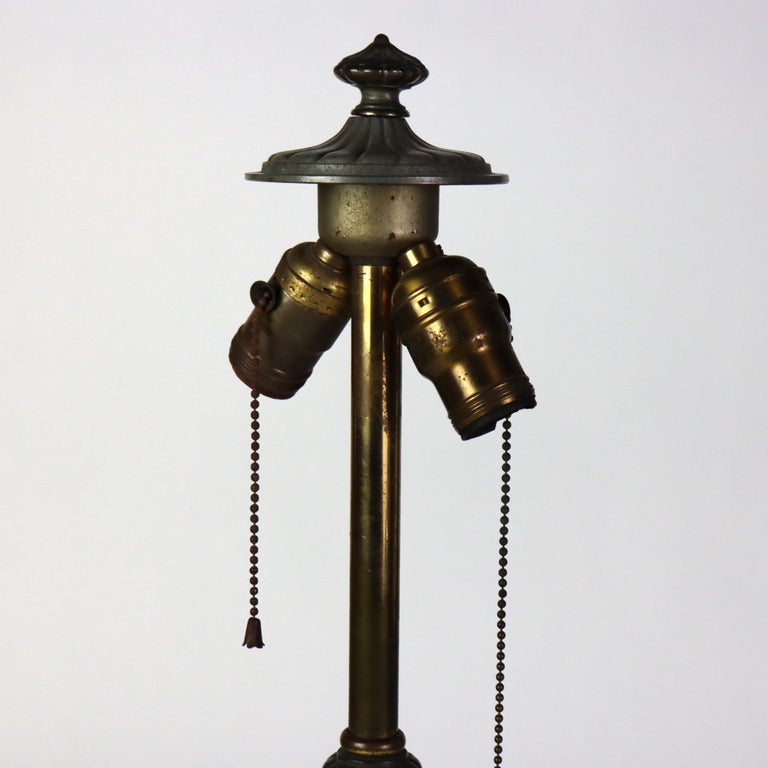 Antique Bradley & Hubbard School Arts & Crafts Reverse Painted Table Lamp C1920