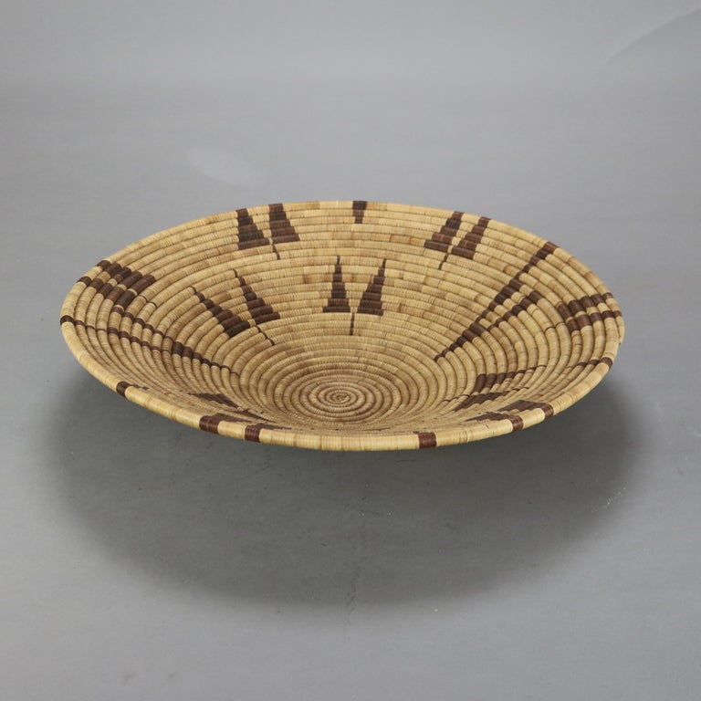 Vintage Southwest Native American Woven Reed Basket 20thC