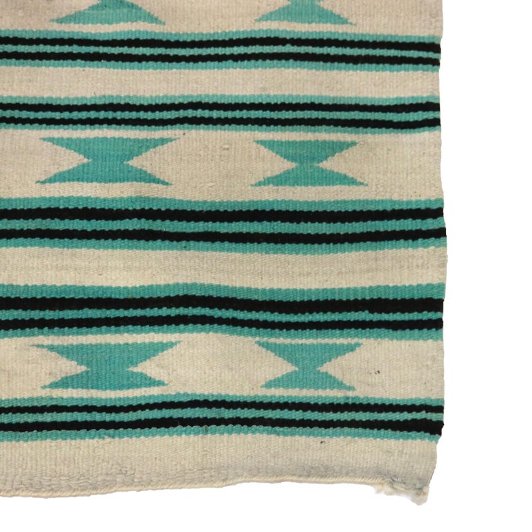 Antique Southwest Native American Woven Wool Throw Rug with Stripes C1930