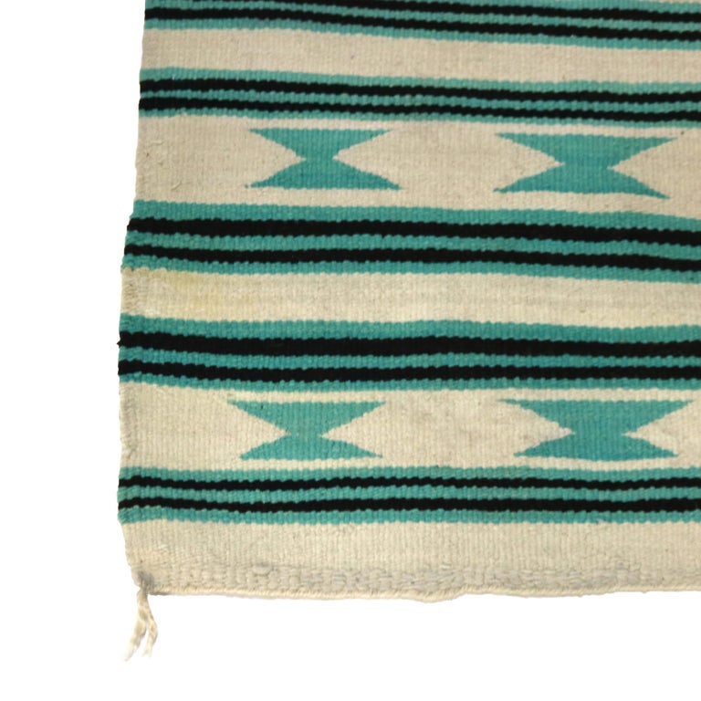 Antique Southwest Native American Woven Wool Throw Rug with Stripes C1930