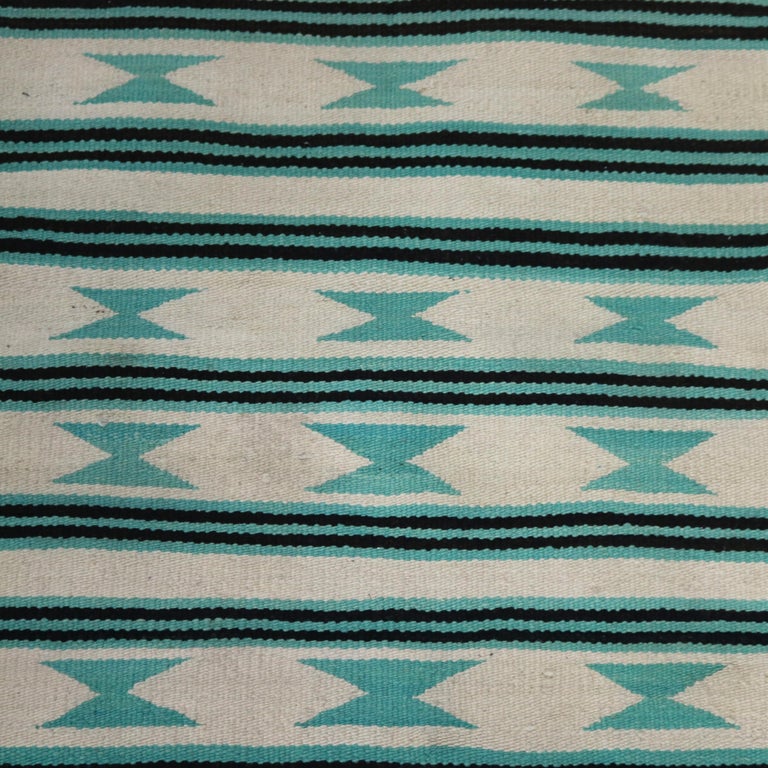 Antique Southwest Native American Woven Wool Throw Rug with Stripes C1930