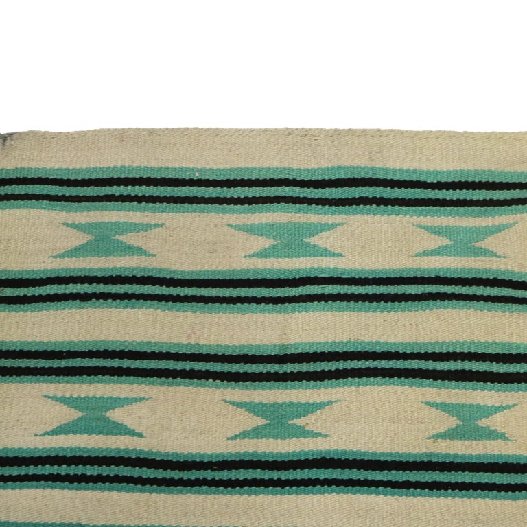 Antique Southwest Native American Woven Wool Throw Rug with Stripes C1930