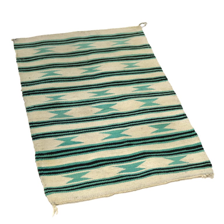 Antique Southwest Native American Woven Wool Throw Rug with Stripes C1930