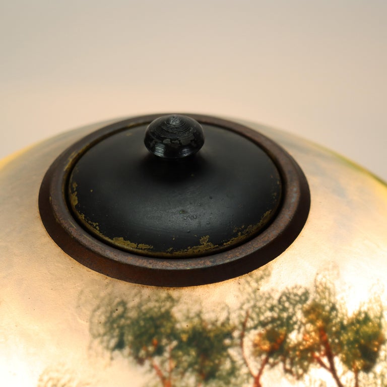 Antique Jefferson Arts & Crafts Scenic Reverse Painted Table Lamp C1920