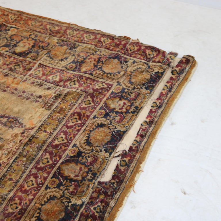 Antique Persian Silk Prayer Rug with Tree of Life 18thC