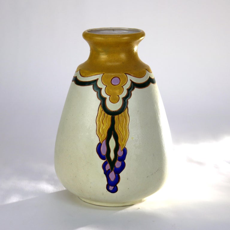 Antique Belgium Art Deco Matt Glaze Pottery Vase C1930