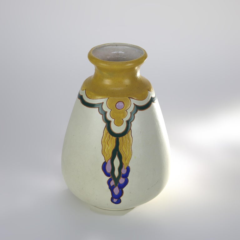 Antique Belgium Art Deco Matt Glaze Pottery Vase C1930