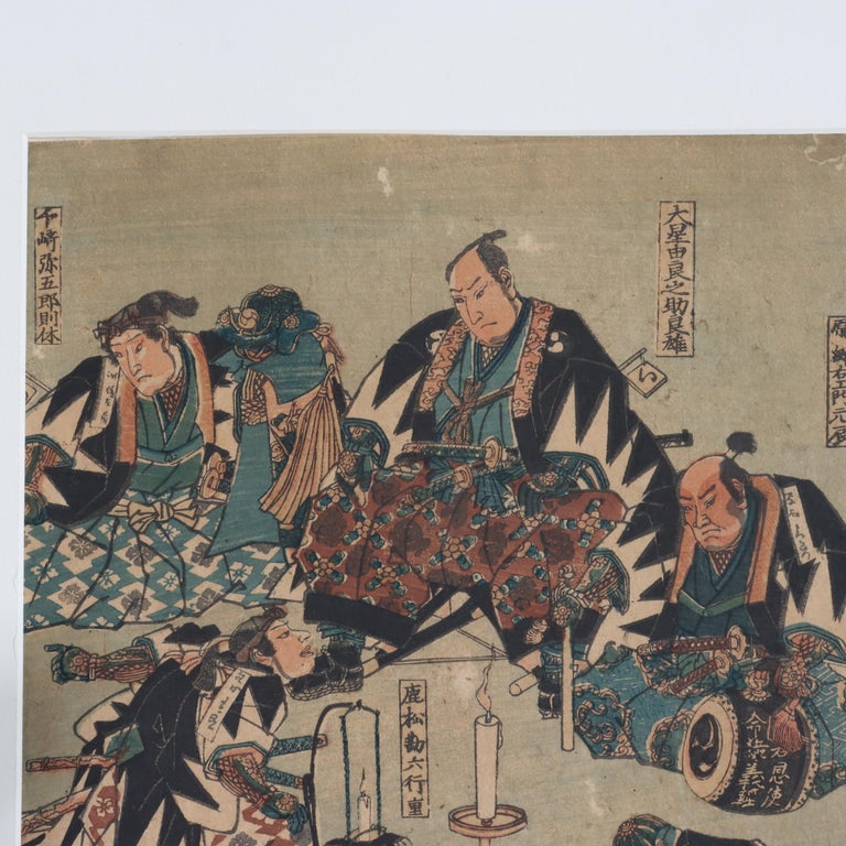 Utagawa Kunisada Antique Japanese Block Print from “47 Ronin” Signed 19thC