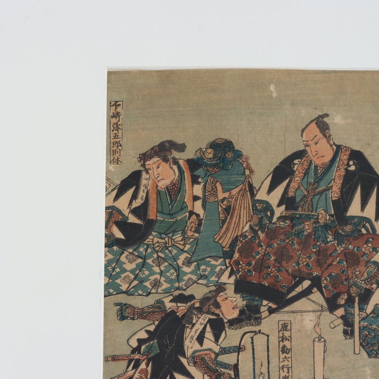Utagawa Kunisada Antique Japanese Block Print from “47 Ronin” Signed 19thC