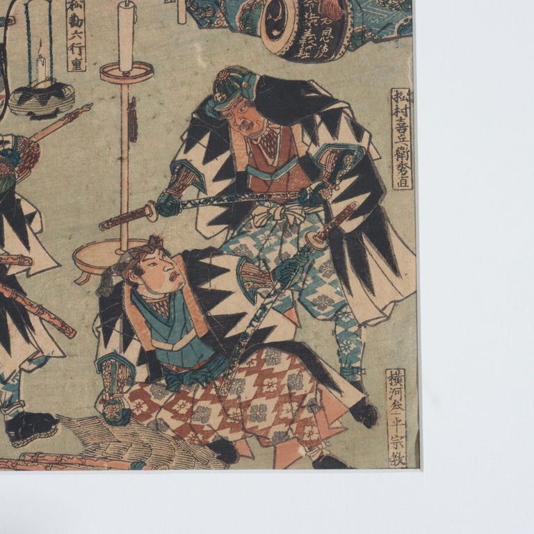 Utagawa Kunisada Antique Japanese Block Print from “47 Ronin” Signed 19thC