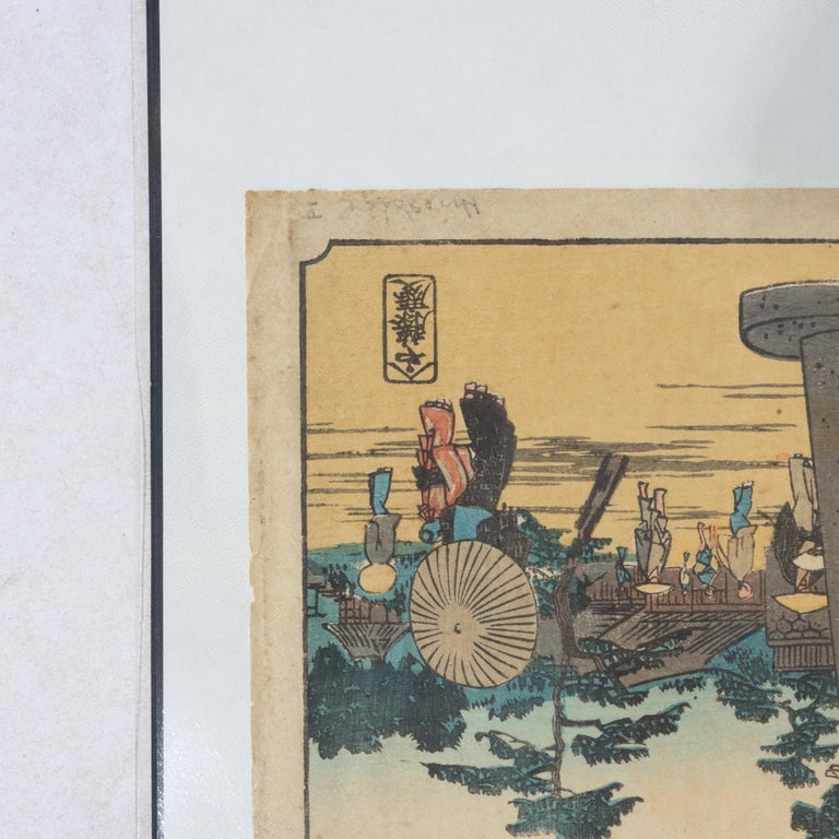 Utagawa Hiroshige Antique Japanese Block Print “Tomioka Hachiman Shrine” C1856