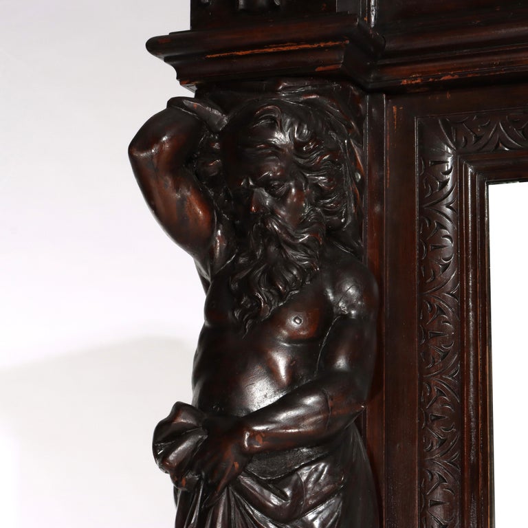 Antique Italian Baroque Heavily Figural Carved Walnut Armoire C1890