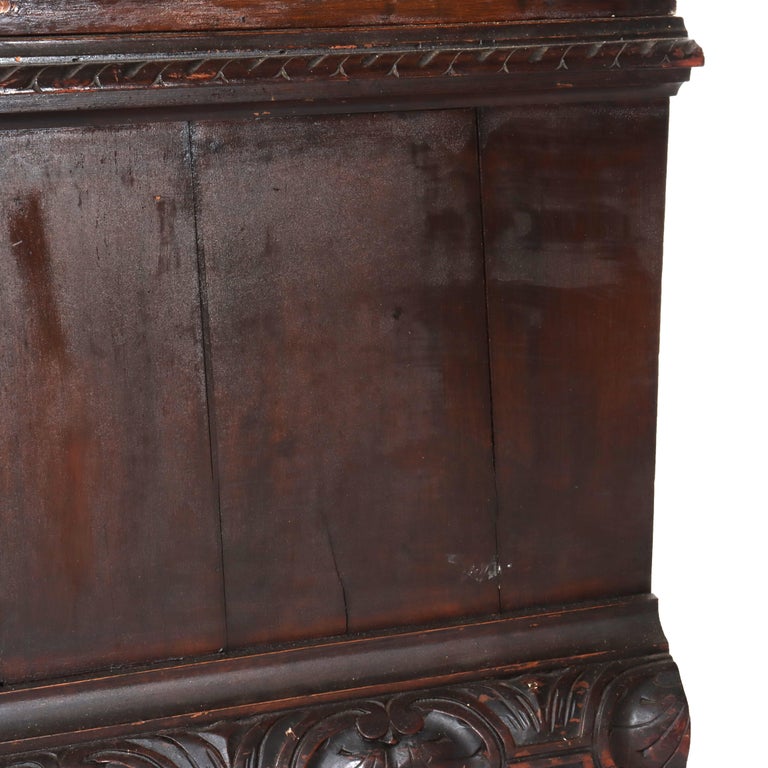 Antique Italian Baroque Heavily Figural Carved Walnut Armoire C1890