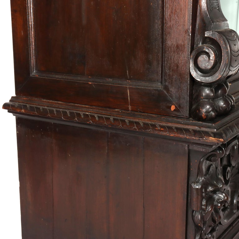 Antique Italian Baroque Heavily Figural Carved Walnut Armoire C1890