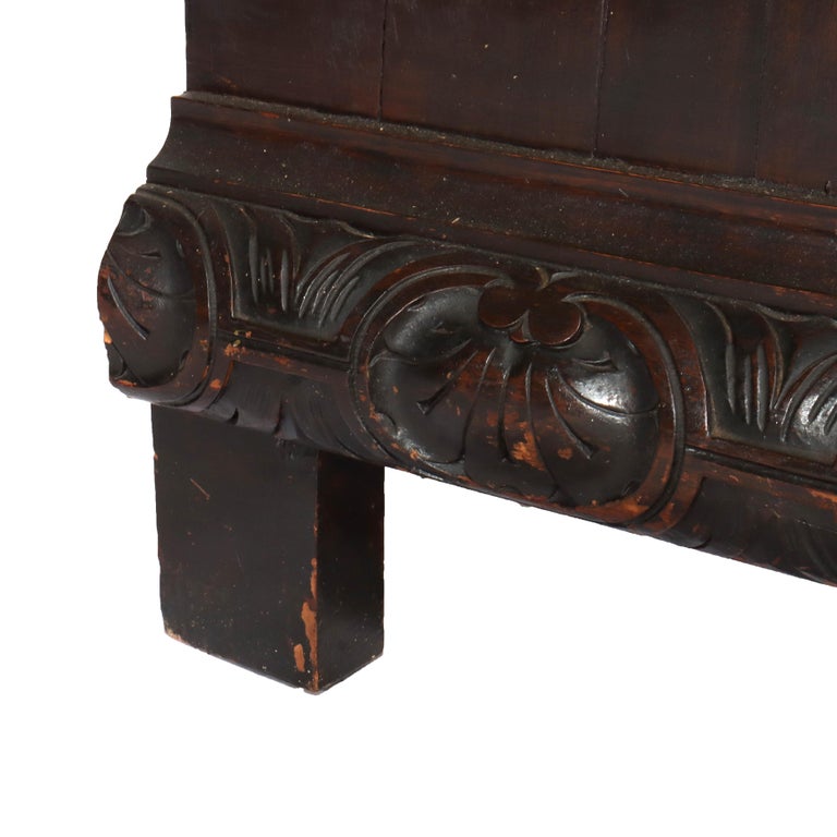 Antique Italian Baroque Heavily Figural Carved Walnut Armoire C1890