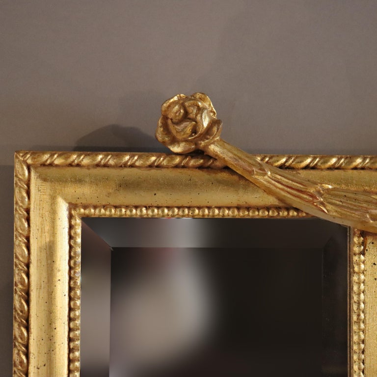 Vintage Italian Style Giltwood Urn & Swag Triptych Wall Mirror C1940