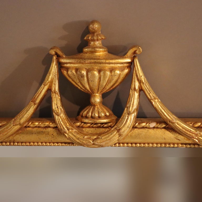 Vintage Italian Style Giltwood Urn & Swag Triptych Wall Mirror C1940