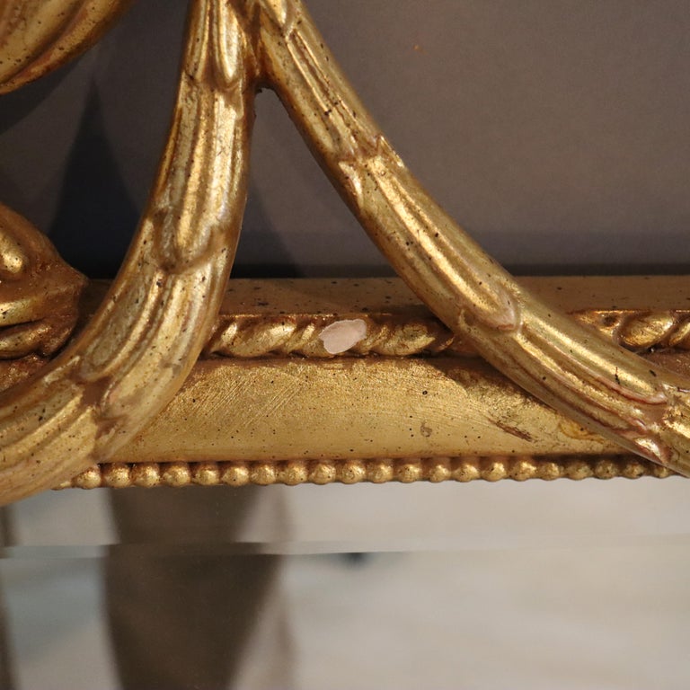 Vintage Italian Style Giltwood Urn & Swag Triptych Wall Mirror C1940