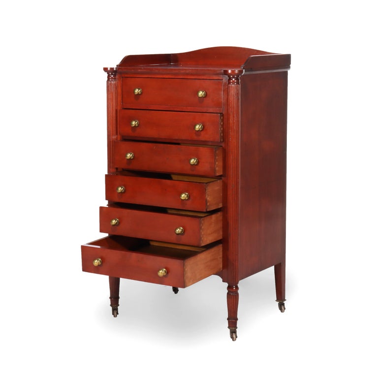 Antique Sheraton Style Mahogany Six Drawer Lingerie Chest C1900