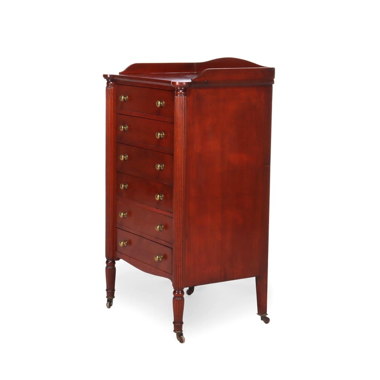 Antique Sheraton Style Mahogany Six Drawer Lingerie Chest C1900