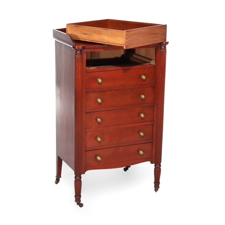 Antique Sheraton Style Mahogany Six Drawer Lingerie Chest C1900