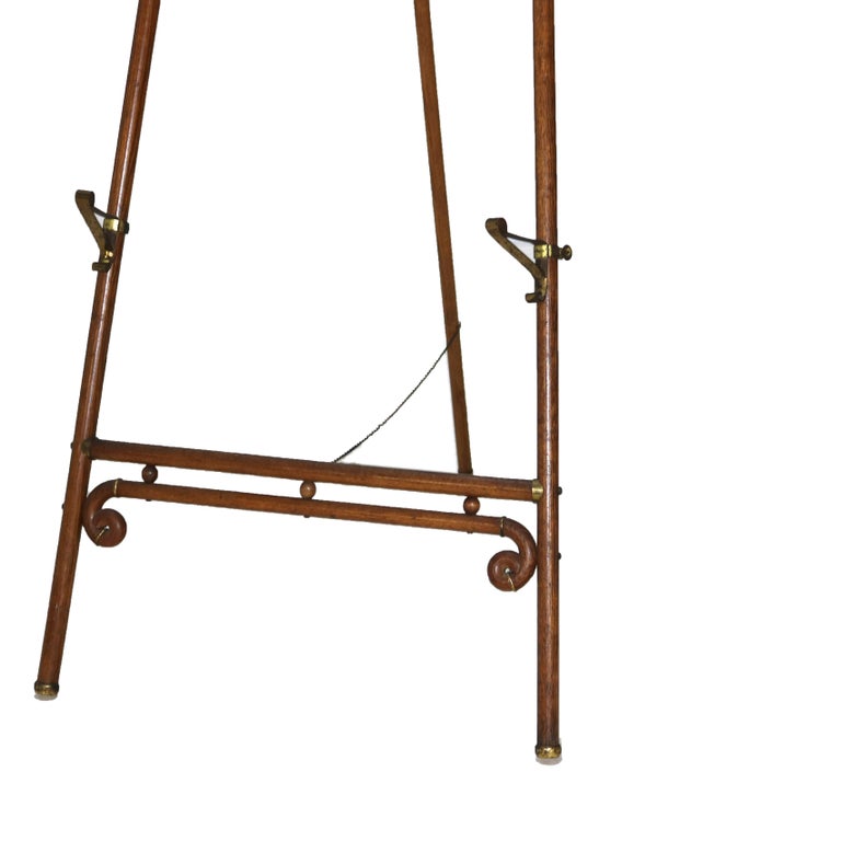 Antique Oak Stick & Ball Art Display Easel C1920