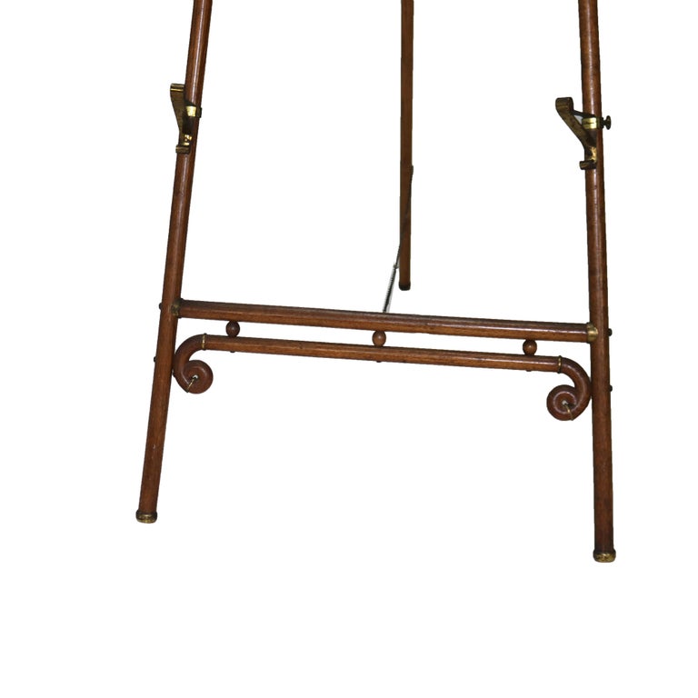 Antique Oak Stick & Ball Art Display Easel C1920