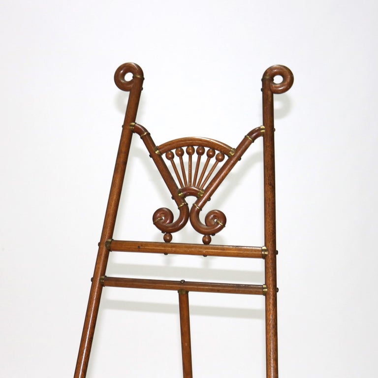Antique Oak Stick & Ball Art Display Easel C1920