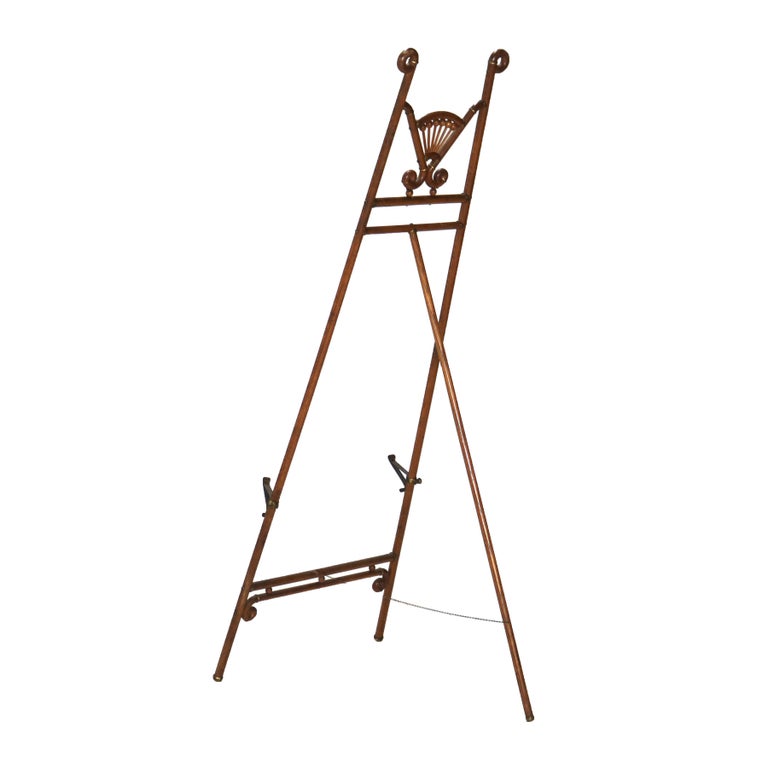 Antique Oak Stick & Ball Art Display Easel C1920