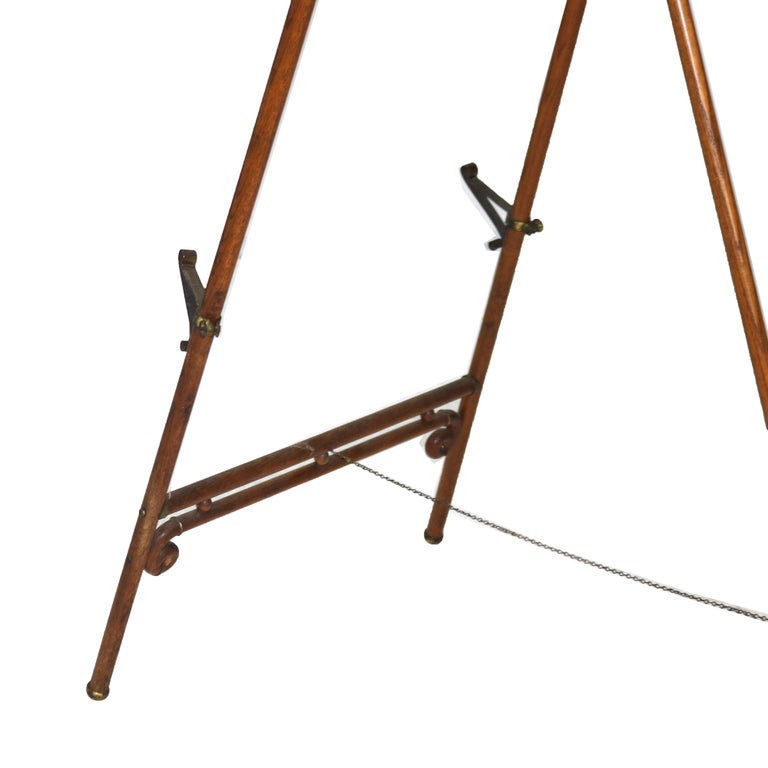 Antique Oak Stick & Ball Art Display Easel C1920