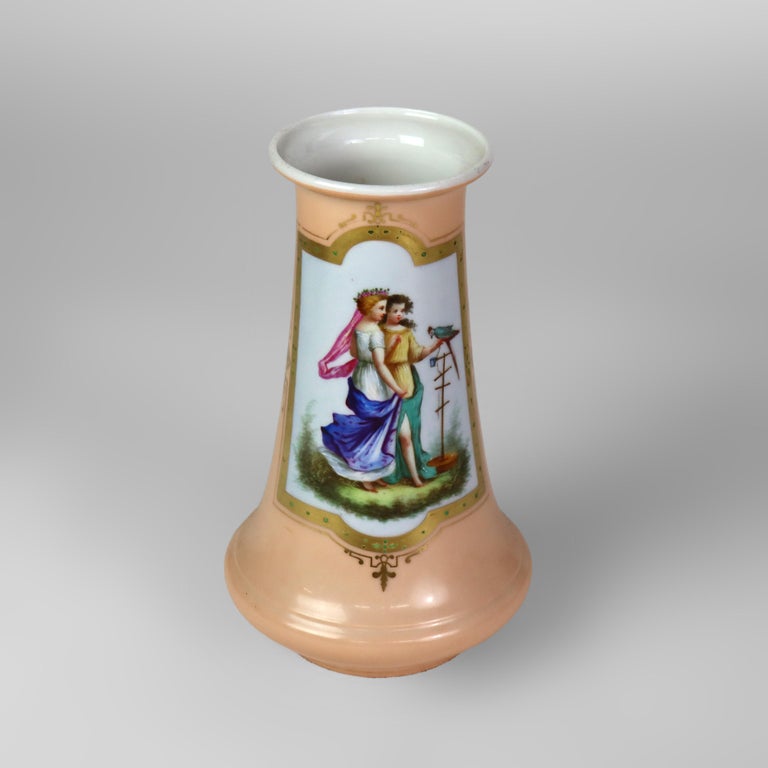 Antique Old Paris Porcelain Portrait Vase C1880