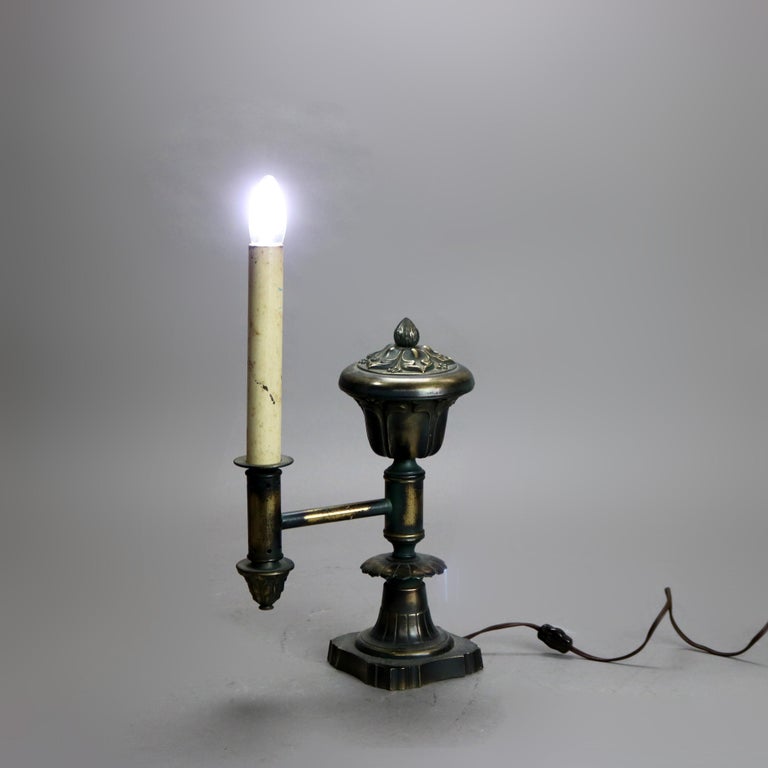 Antique Empire Period Electrified Bronze Argand Lamp C1920