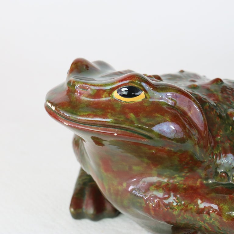 Antique Majolica School Pottery Garden Toad C1930