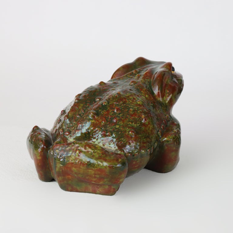Antique Majolica School Pottery Garden Toad C1930
