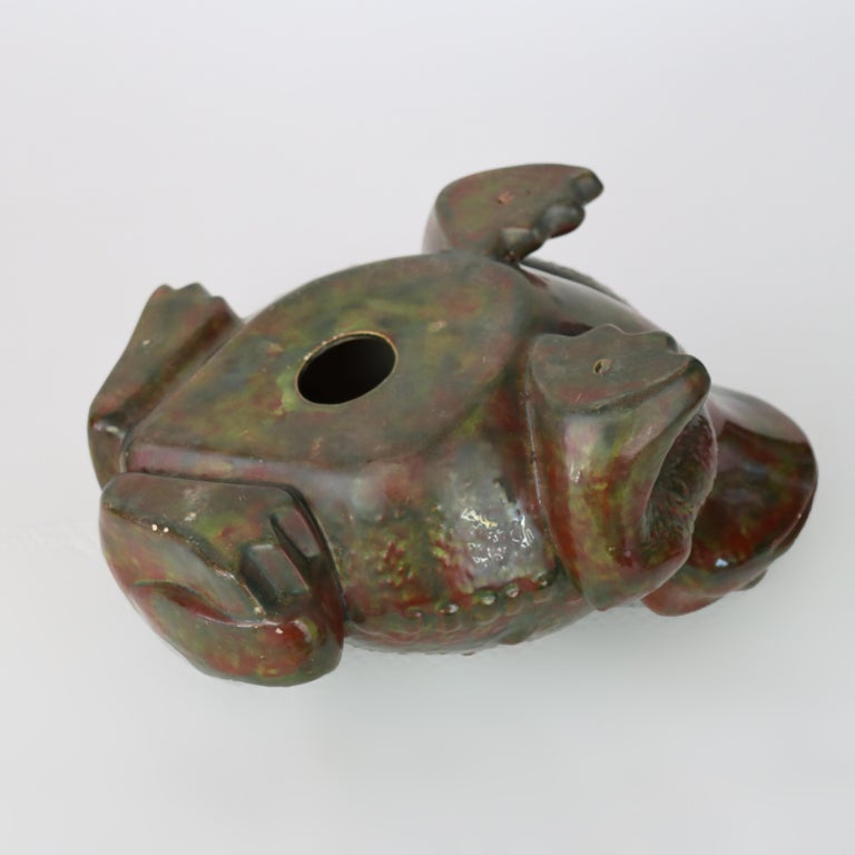 Antique Majolica School Pottery Garden Toad C1930