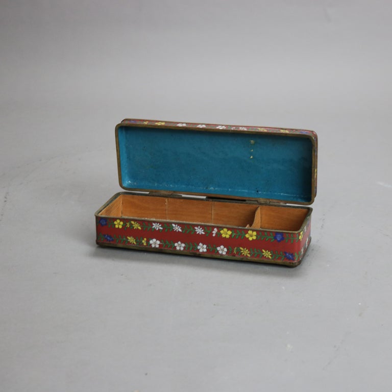 Antique Chinese Cloisonne Enameled Glove Box C1920