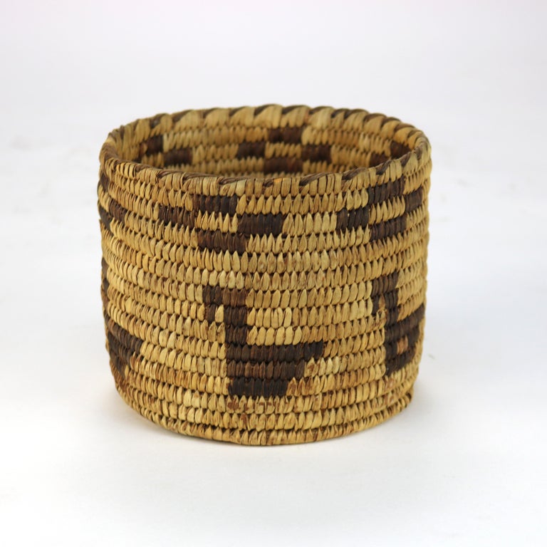 Vintage Southwest Native American Figural Woven Reed Basket 20thC