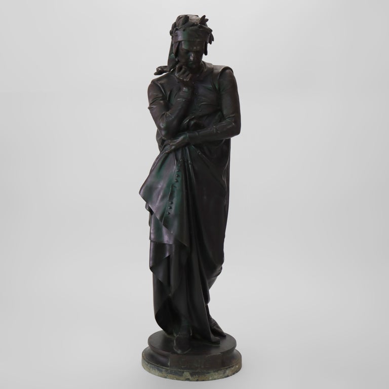 Antique Cast Bronzed Metal Sculpture “El Dante” by A. Carrier C1900