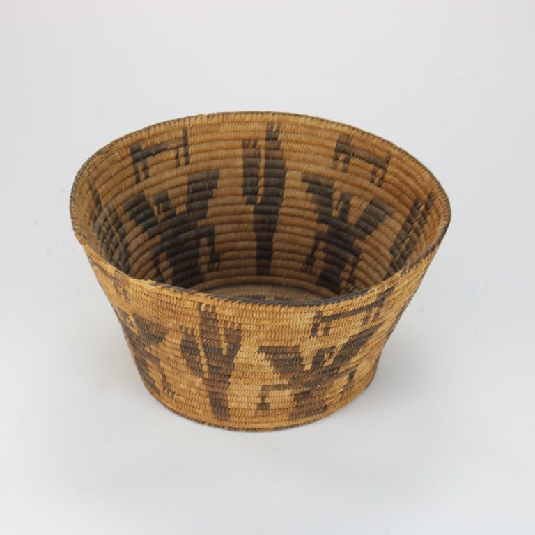 Vintage Southwest Native American Figural Woven Reed Basket 20thC