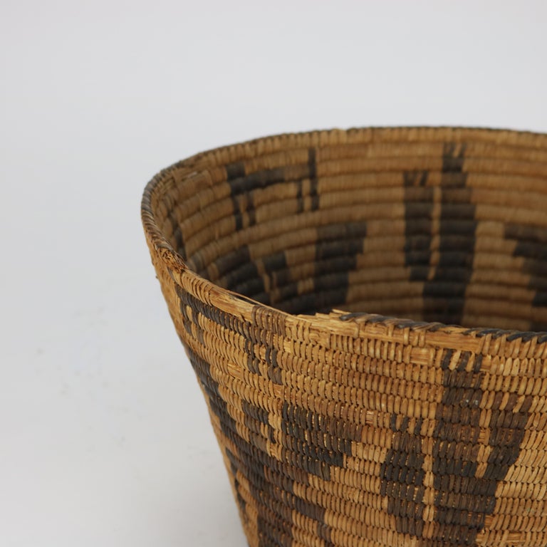 Vintage Southwest Native American Figural Woven Reed Basket 20thC