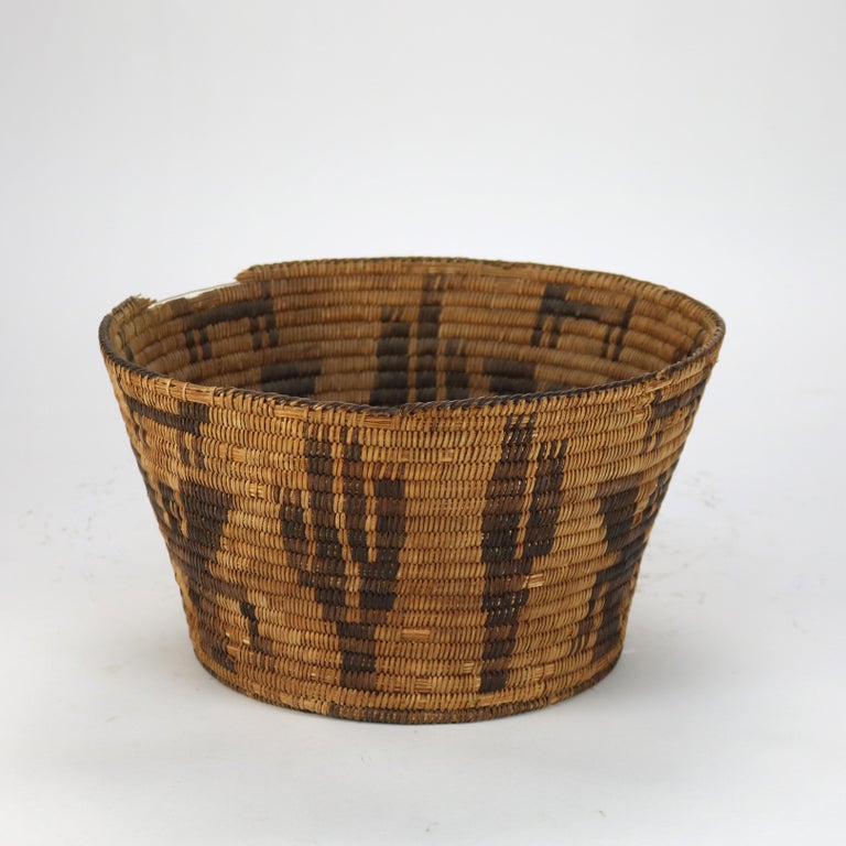 Vintage Southwest Native American Figural Woven Reed Basket 20thC