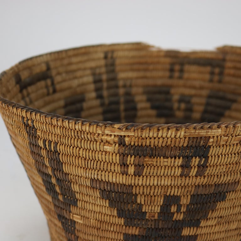 Vintage Southwest Native American Figural Woven Reed Basket 20thC