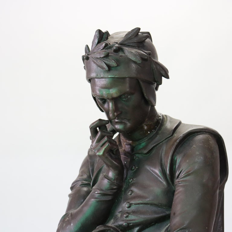 Antique Cast Bronzed Metal Sculpture “El Dante” by A. Carrier C1900