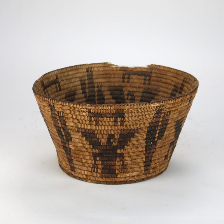 Vintage Southwest Native American Figural Woven Reed Basket 20thC