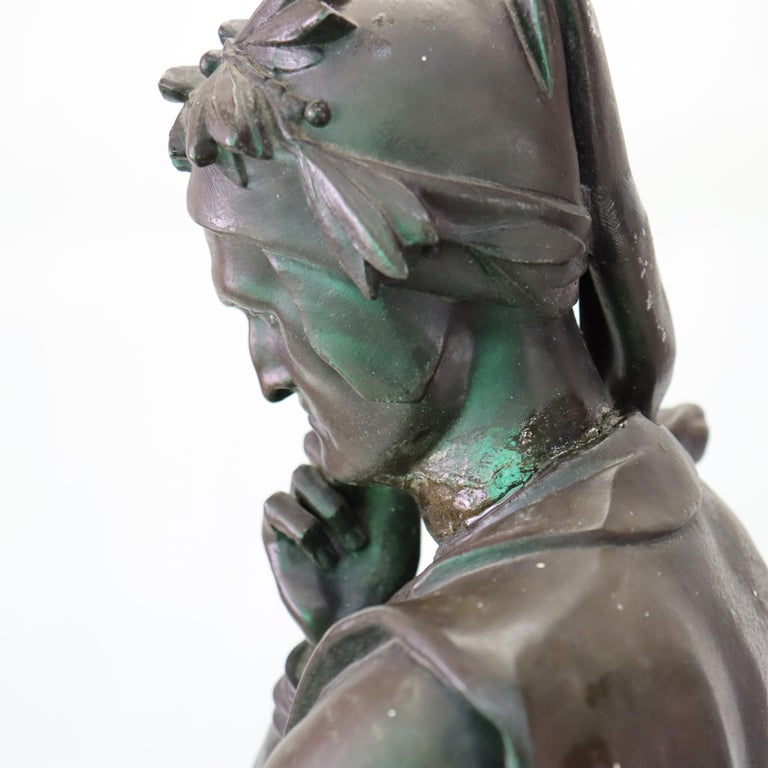 Antique Cast Bronzed Metal Sculpture “El Dante” by A. Carrier C1900
