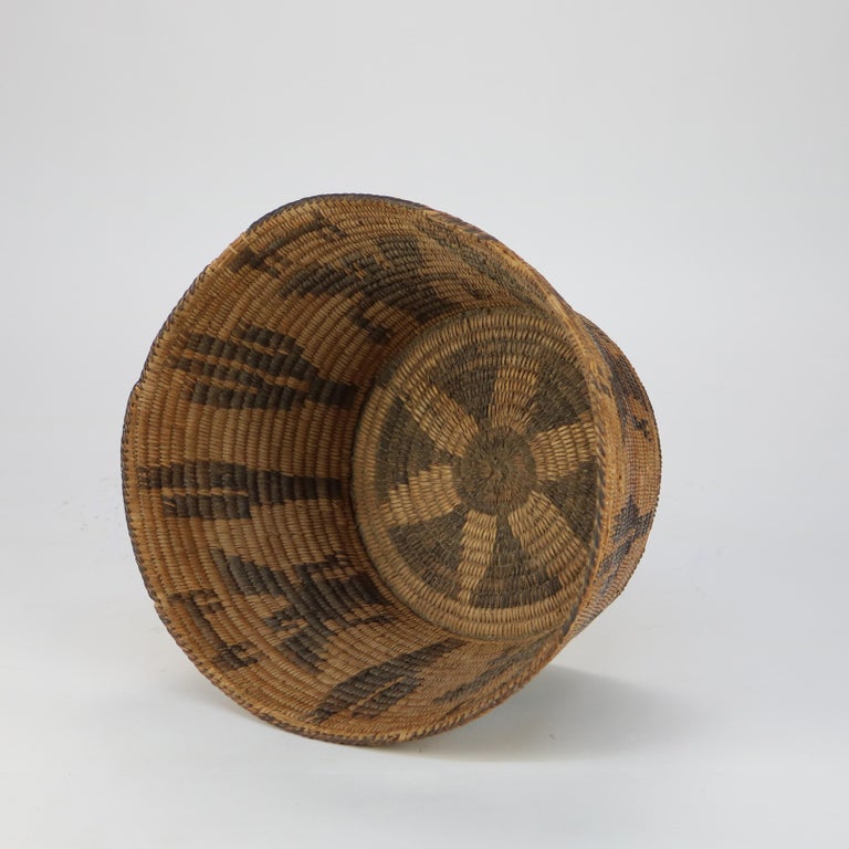 Vintage Southwest Native American Figural Woven Reed Basket 20thC