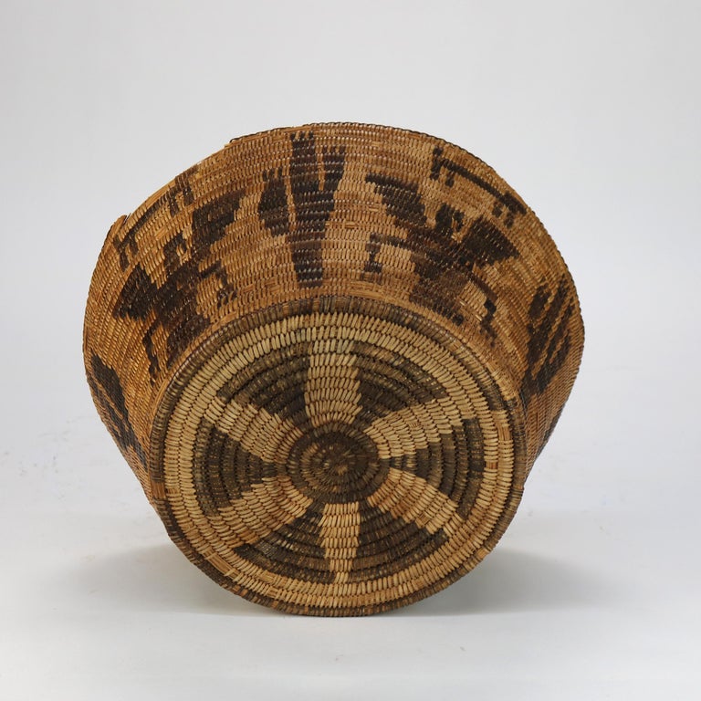 Vintage Southwest Native American Figural Woven Reed Basket 20thC